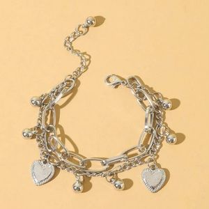 Metallic Women's Titanium Steel Square Shaped Chain Bracelet With Rhinestones